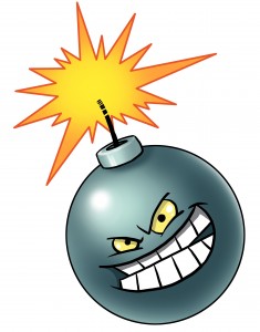 Cartoon bomb with evil face