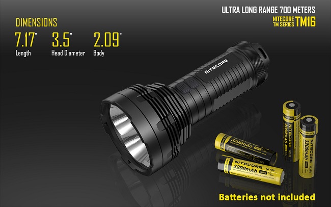 Nitecore TM16 dimensions