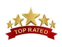 top rated 5 stars with red ribbon